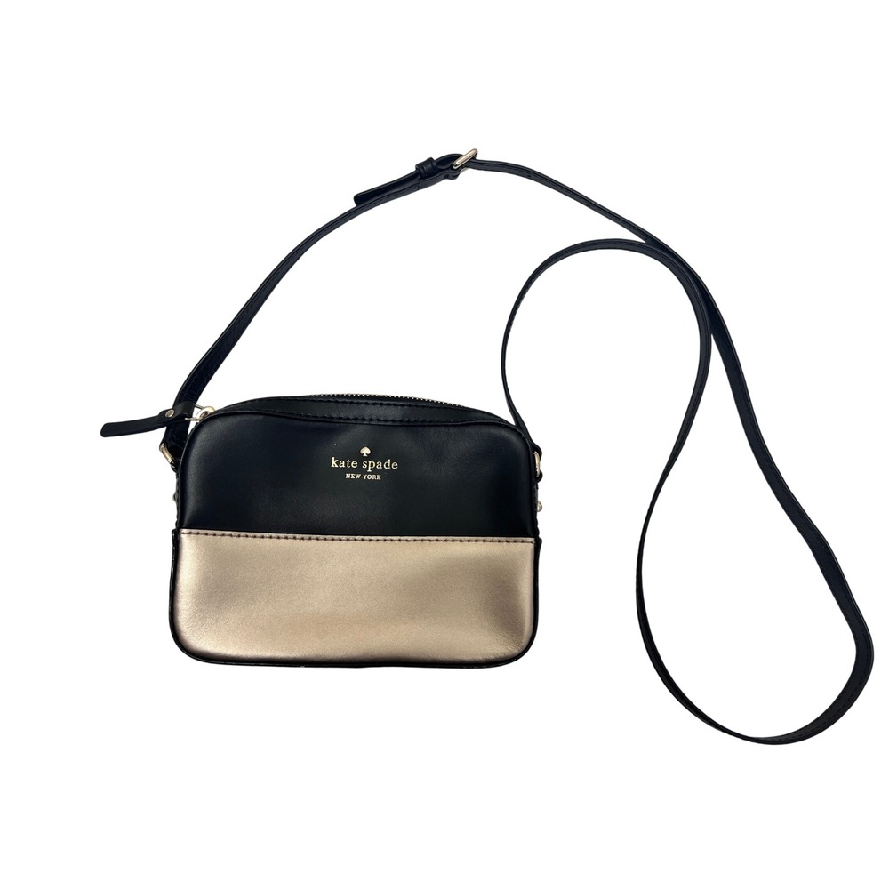 Kate Spade Crossbody Bag Womens Small Black Gold Good Two Tone Camera Bag